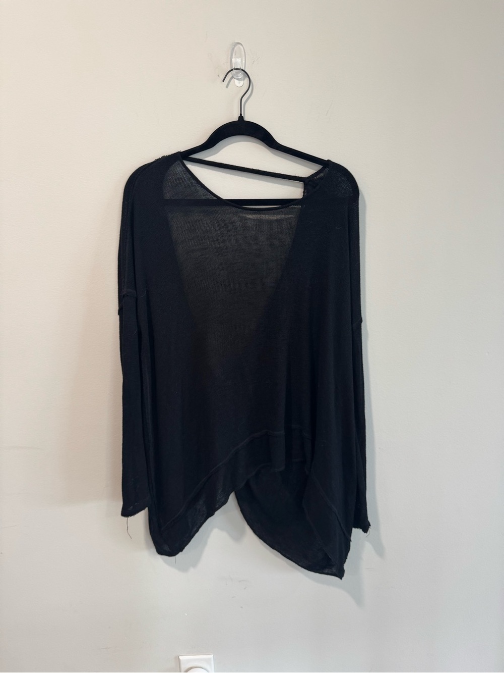 Free People Black Lightweight Open-Back Twist Sweater